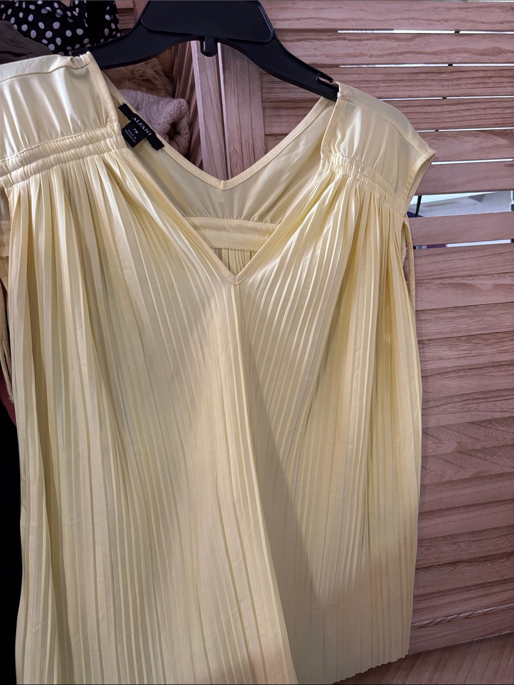Alfani Pleated V-Neck Top in Bright Yellow Petite Medium